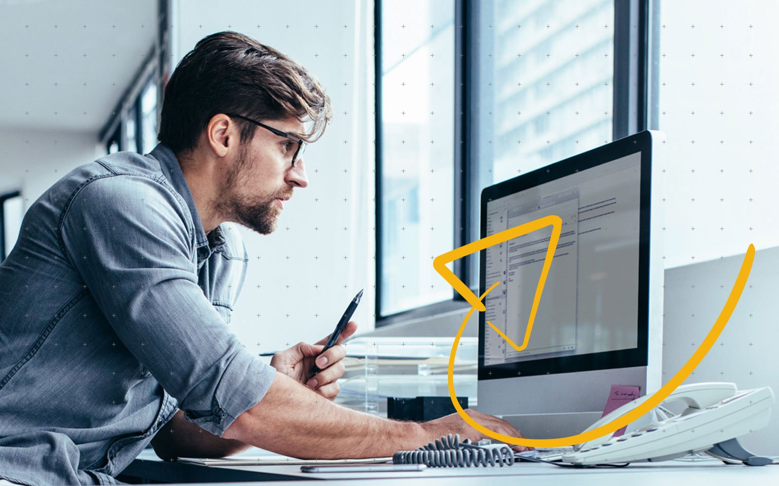 man working at computer