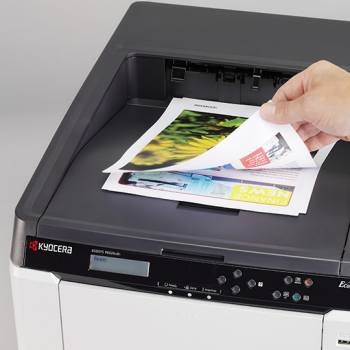 Toner eco-compatibile colour pages being retrieved from a Kyocera printer