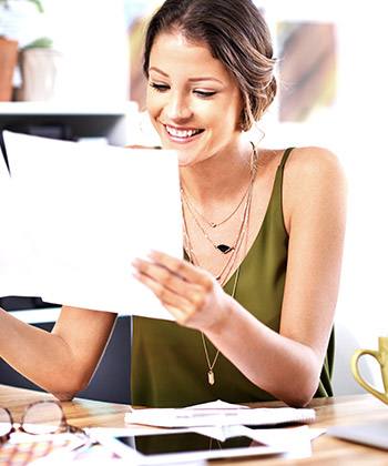 woman smiling in meeting