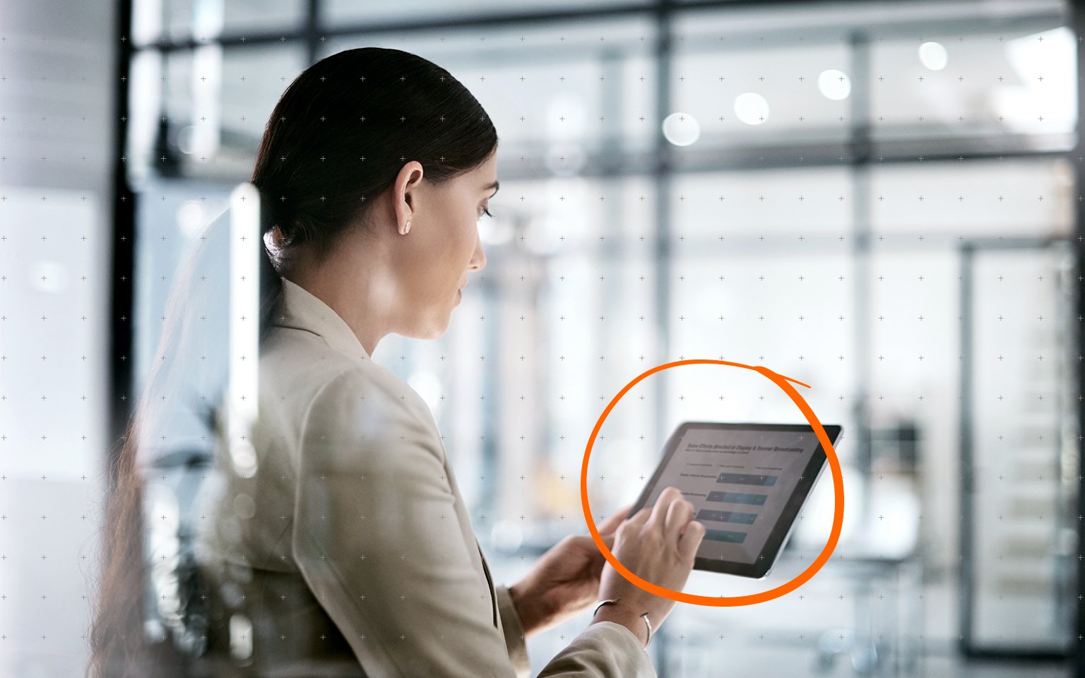 Woman working on device